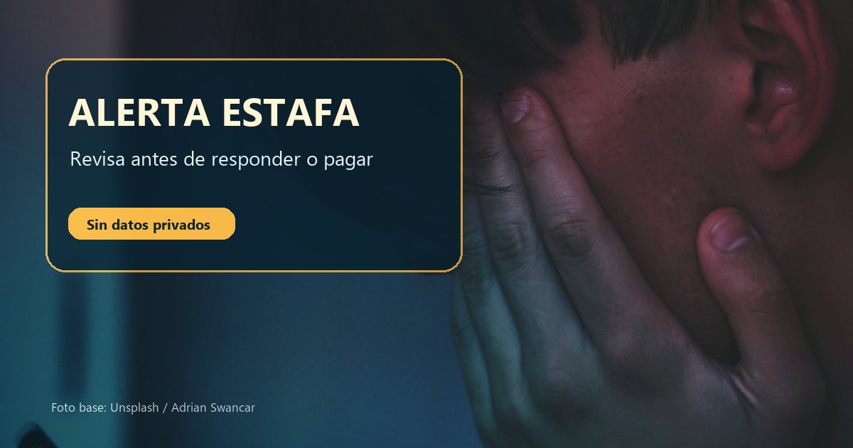 Persona revisando una alerta en el móvil antes de responder o pagar